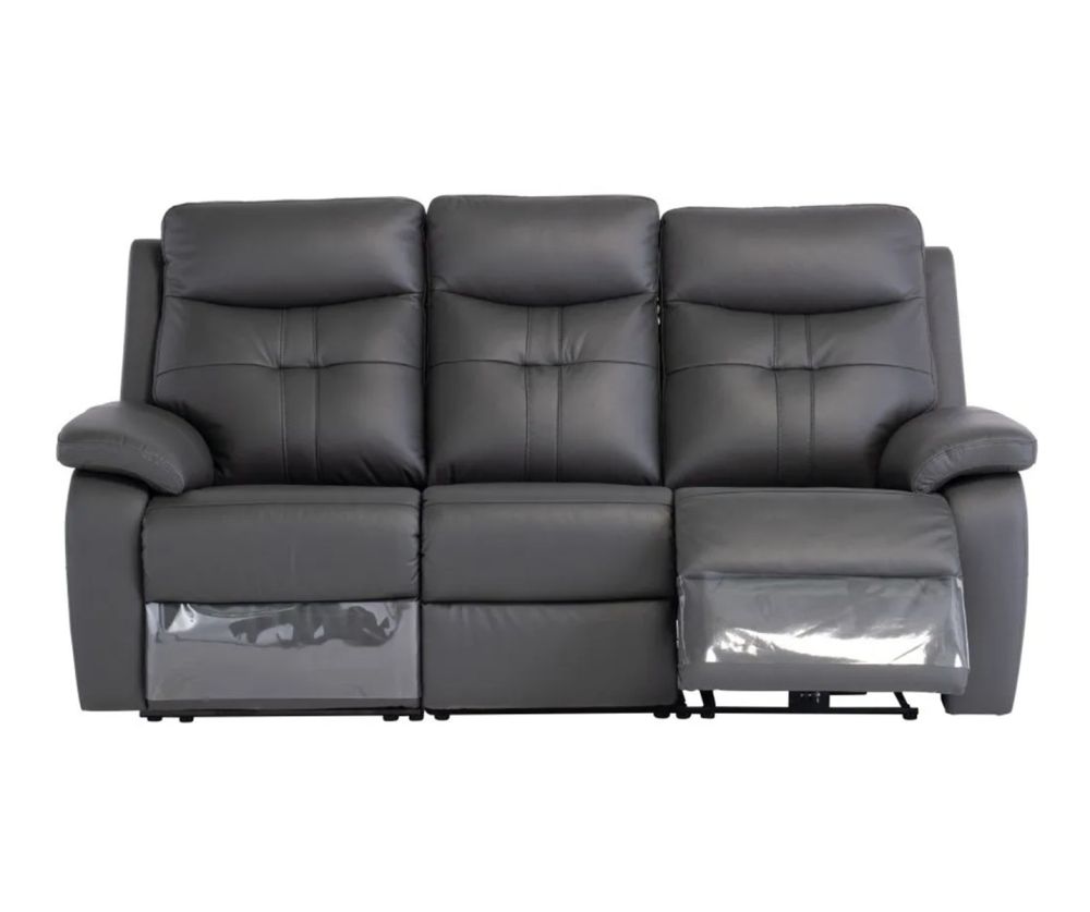 World Furniture Sophia Charcoal Leather Electric Recliner 3 Seater Sofa