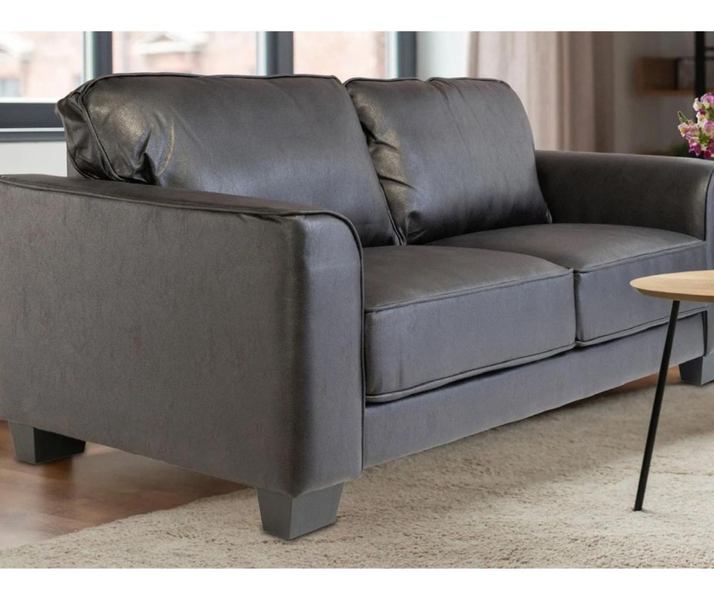 World Furniture Spencer Distressed Black Fabric Fixed 3 Seater Sofa