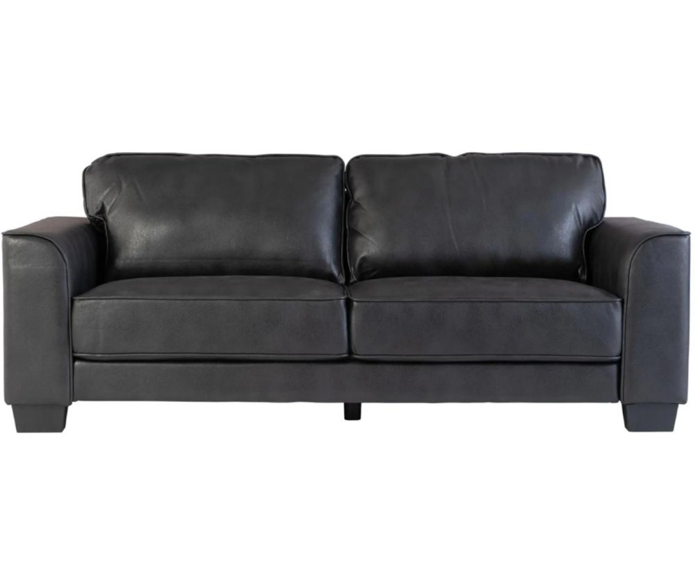 World Furniture Spencer Distressed Black Fabric Fixed 3 Seater Sofa