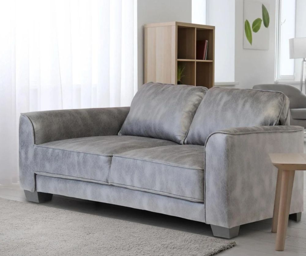 World Furniture Spencer Distressed Grey Fabric Fixed 3 Seater Sofa