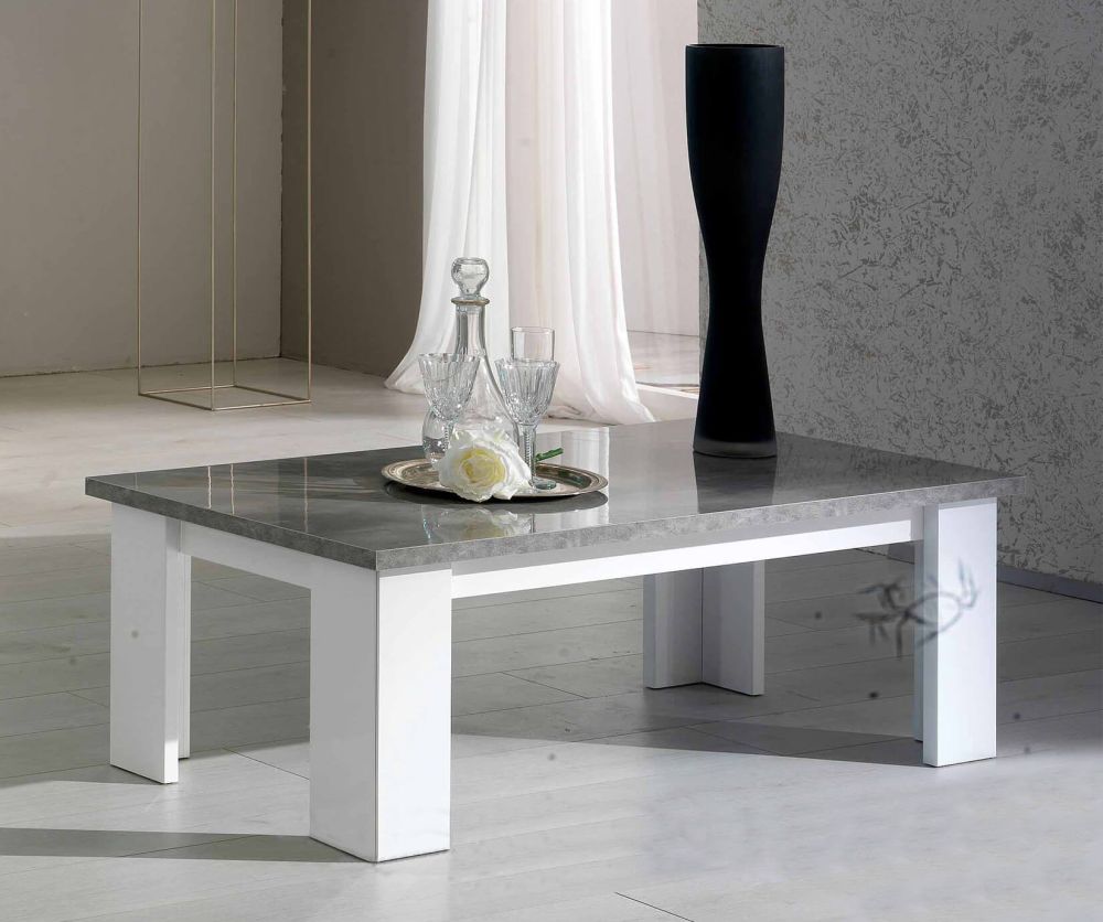 Ben Company Stella White and Grey Finish Italian Coffee Table
