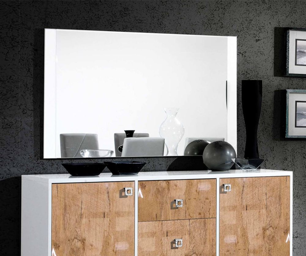Ben Company Stella White and Oak Finish Italian Mirror
