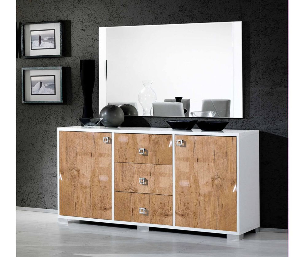 Ben Company Stella White and Oak Finish Italian Sideboard