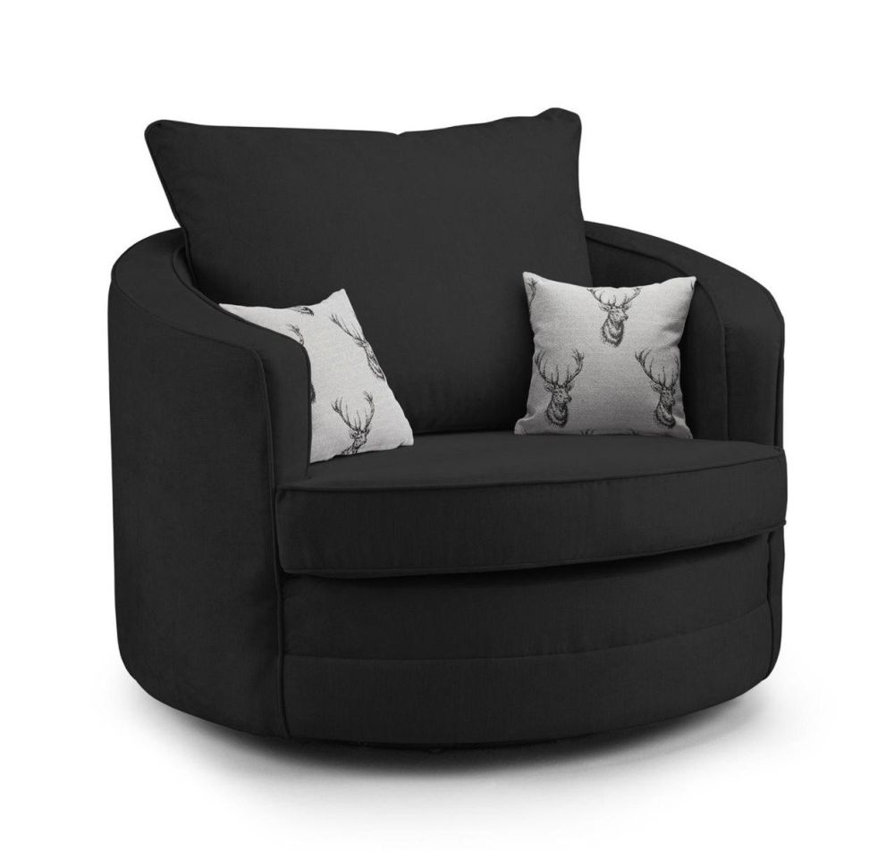 Dukes Fullback Black Fabric Swivel Chair
