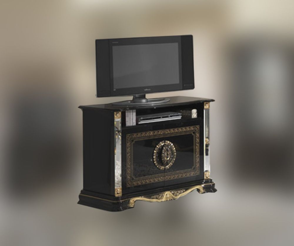 Ben Company Betty Black and Gold Finish Italian TV Cabinet