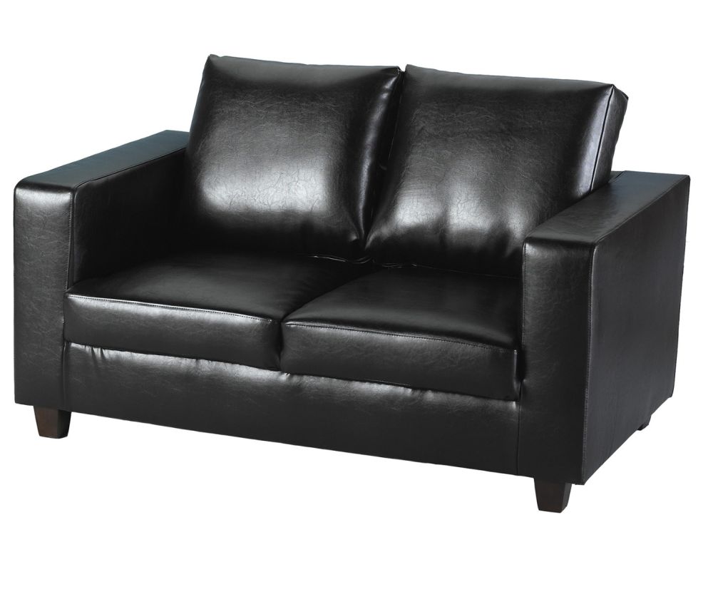 Seconique Tempo Black PU 2 Seater Sofa in a Box