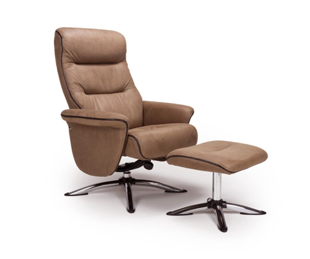 Furniture Link Texas Caramel Faux Leather Swivel Recliner Chair and Footstool