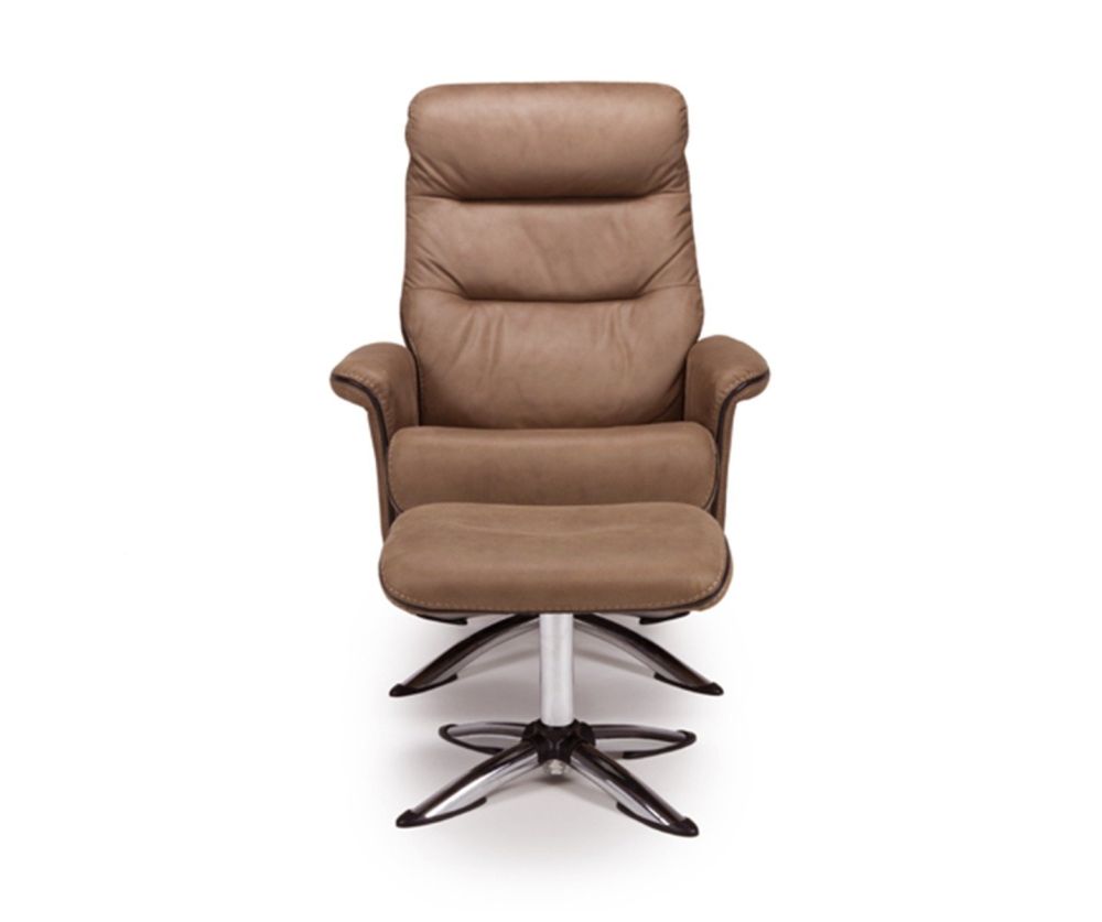 Furniture Link Texas Caramel Faux Leather Swivel Recliner Chair and Footstool