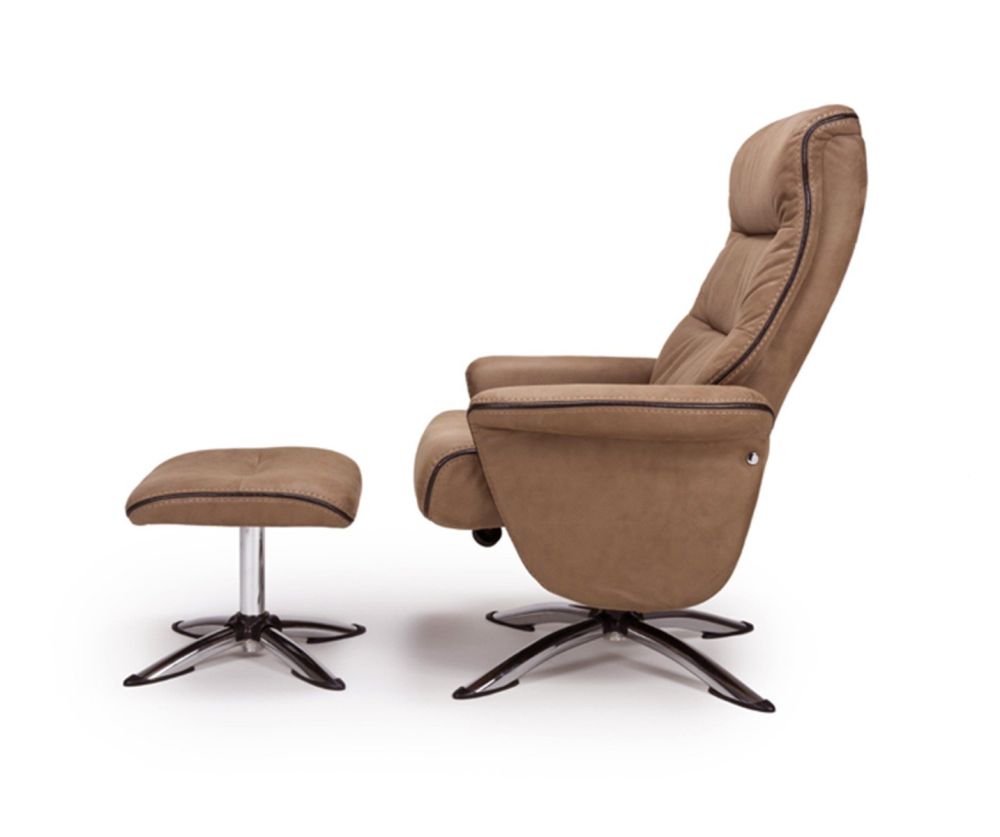 Furniture Link Texas Caramel Faux Leather Swivel Recliner Chair and Footstool