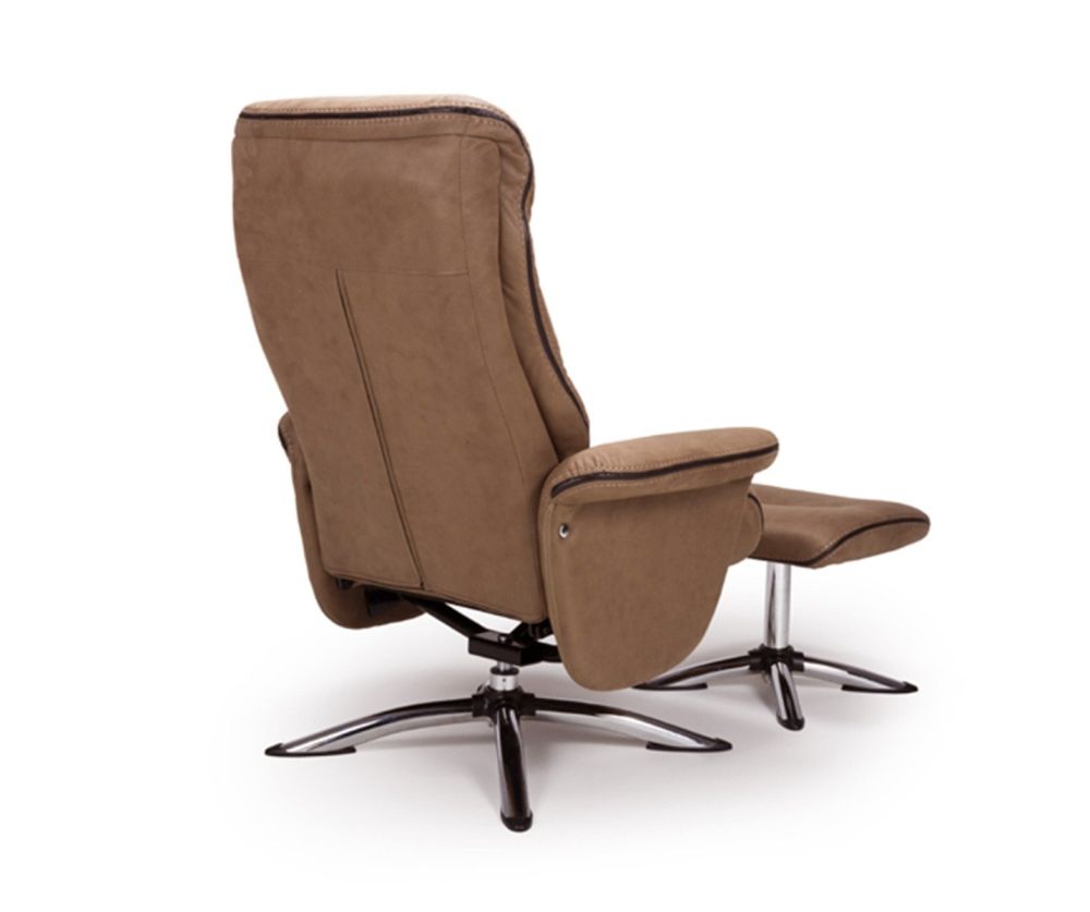 Furniture Link Texas Caramel Faux Leather Swivel Recliner Chair and Footstool