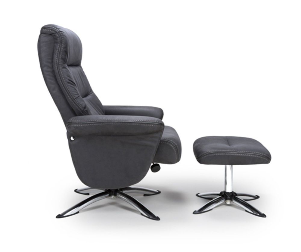 Furniture Link Texas Slate Faux Leather Swivel Recliner Chair and Footstool