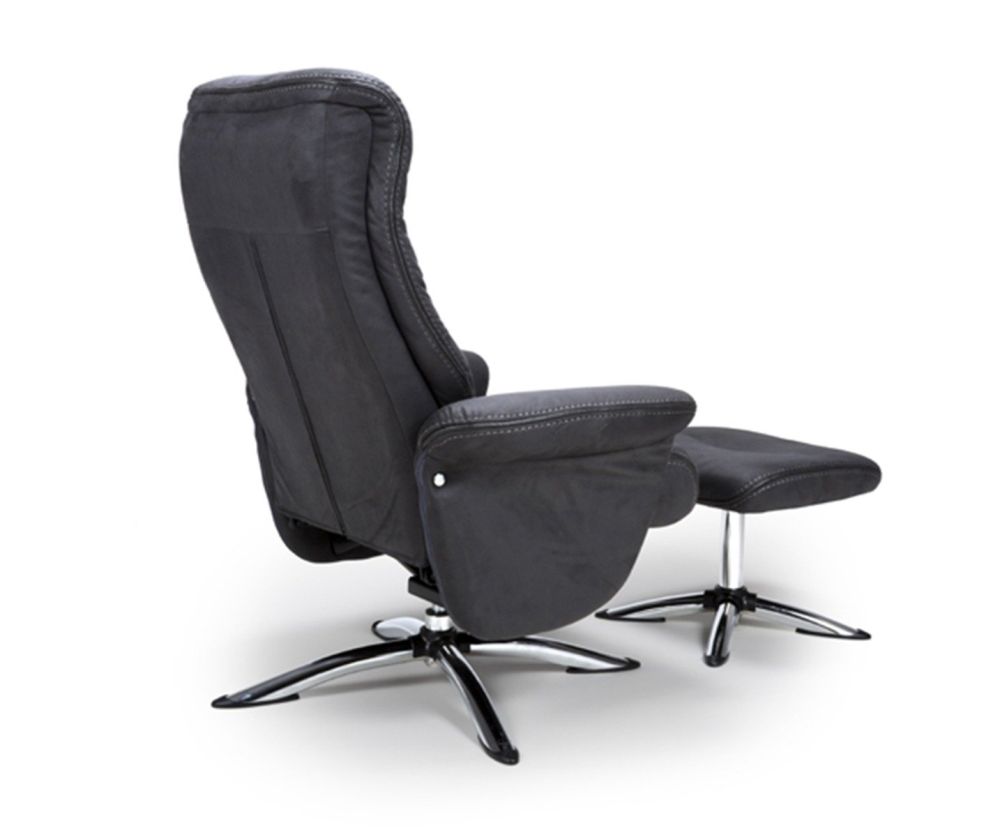 Furniture Link Texas Grey Faux Leather Swivel Recliner Chair and Footstool