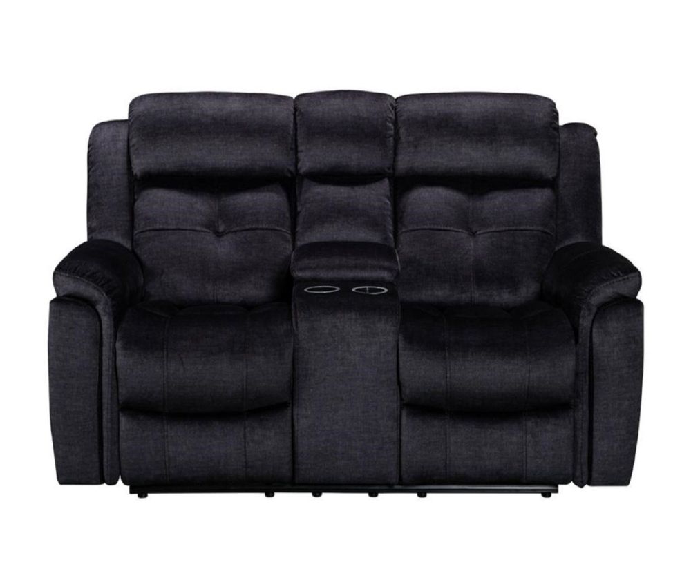 Texas Charcoal Fabric 2 Seater Sofa with Console Unit