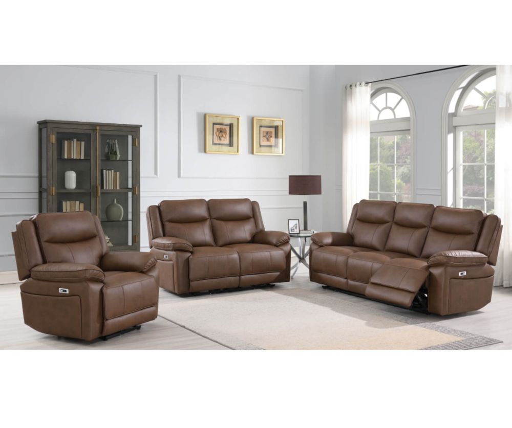 Torino Chestnut Fabric Recliner 2 Seater Sofa