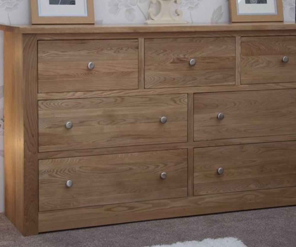 Homestyle GB Torino Oak Deep Wide 7 Drawer Chest