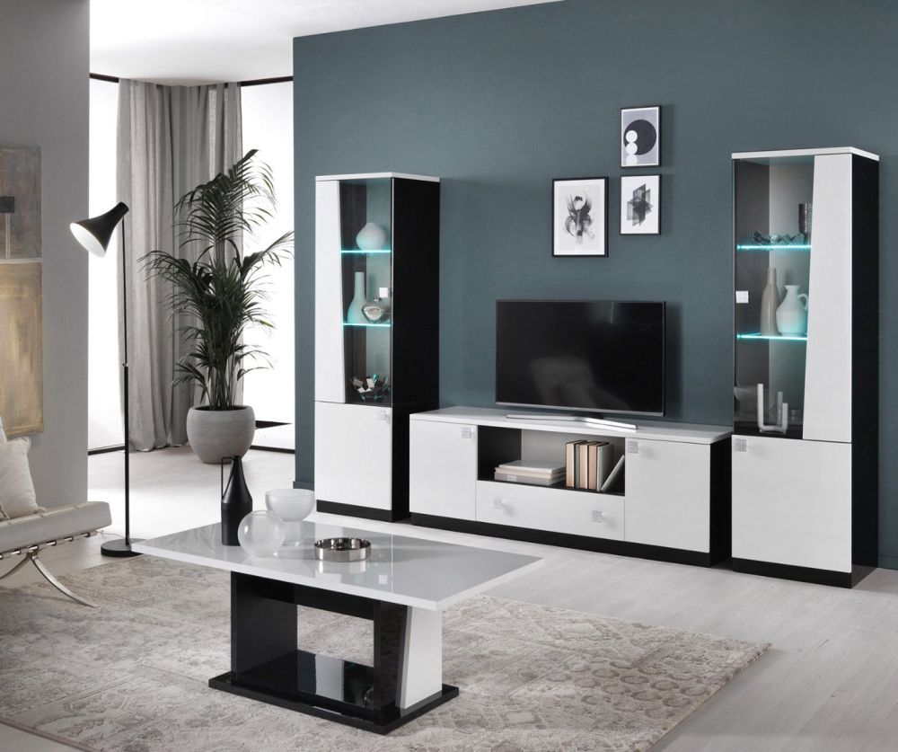 Ben Company Elisa White and Black Italian Plasma TV Cabinet