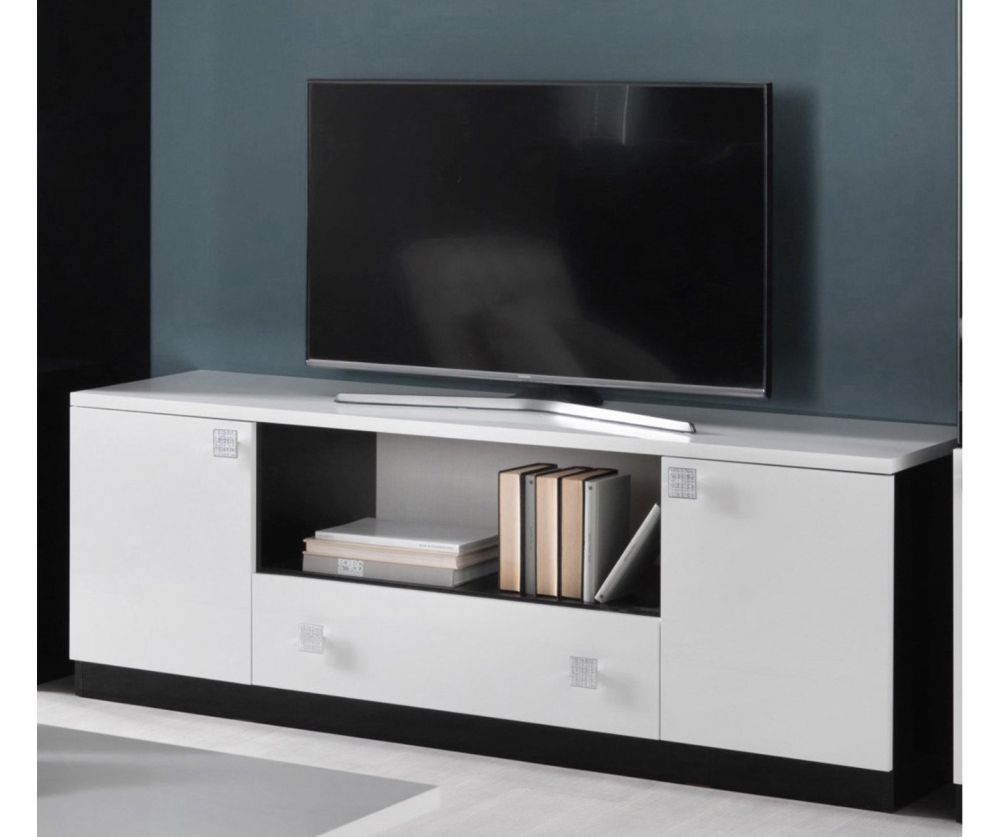 Ben Company Elisa White and Black Italian Plasma TV Cabinet