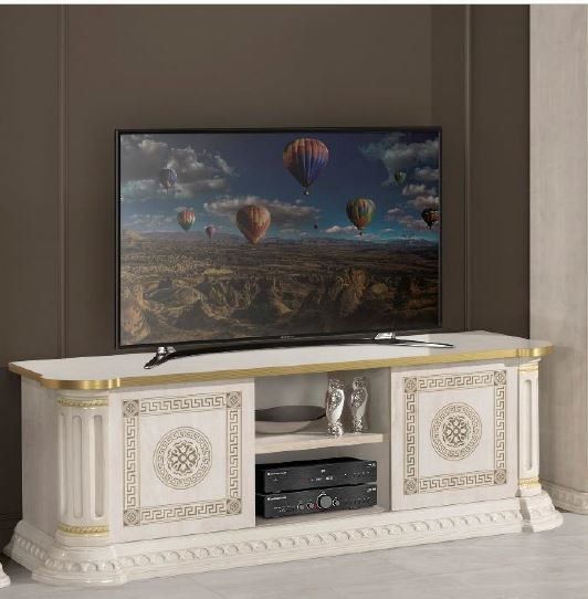 H2O Design Aurora Beige Birch Gold Italian Low TV Unit