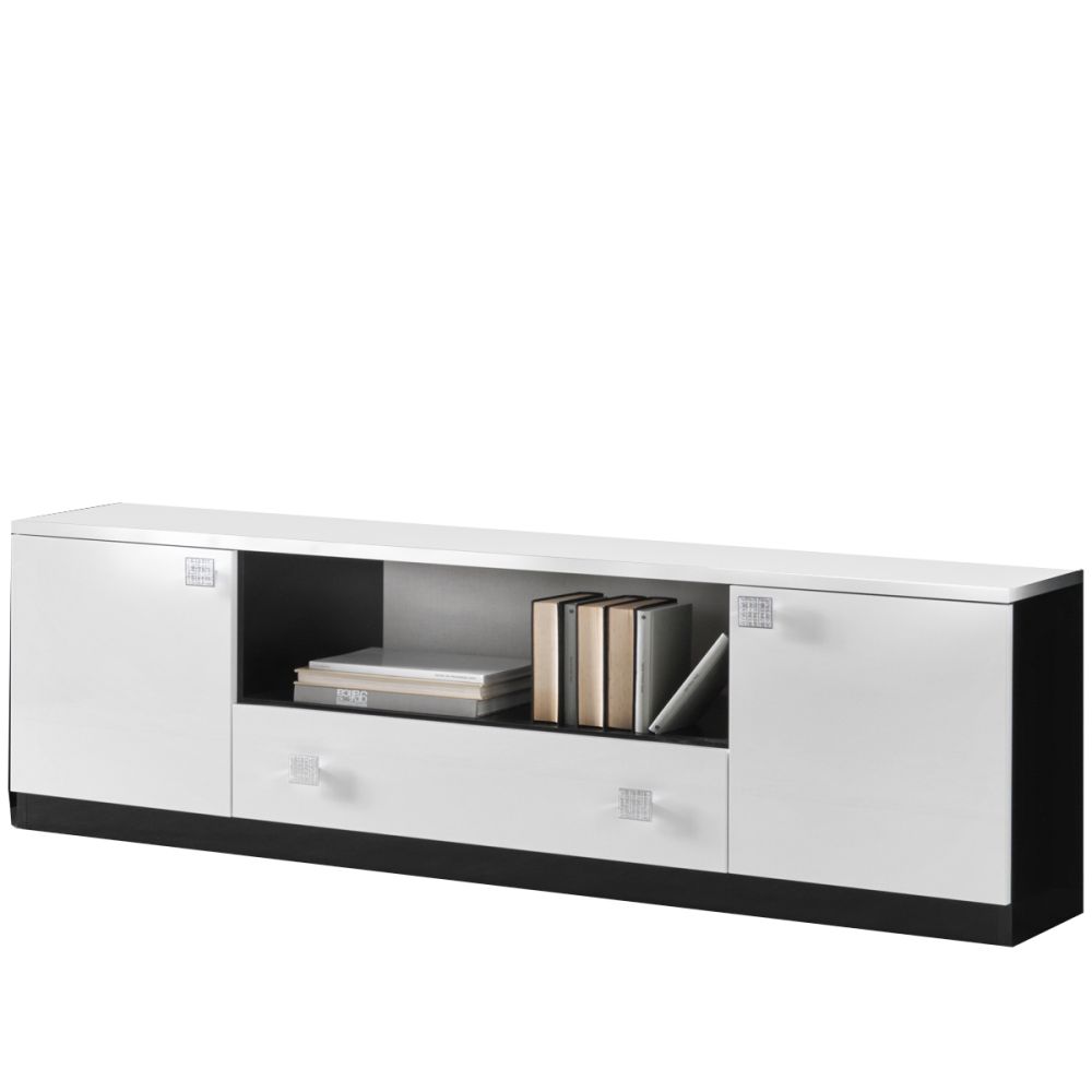 Ben Company Elisa White and Black Italian Plasma TV Cabinet