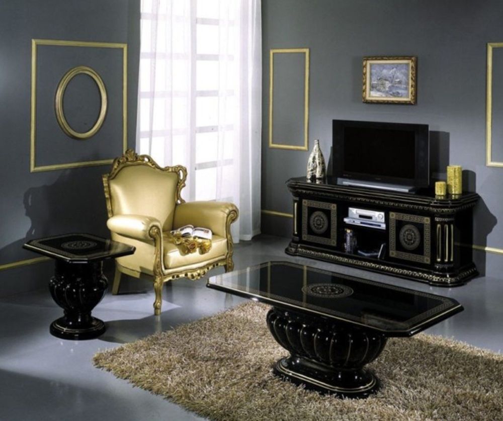 H2O Design Aurora Black and Gold Italian Coffee Table