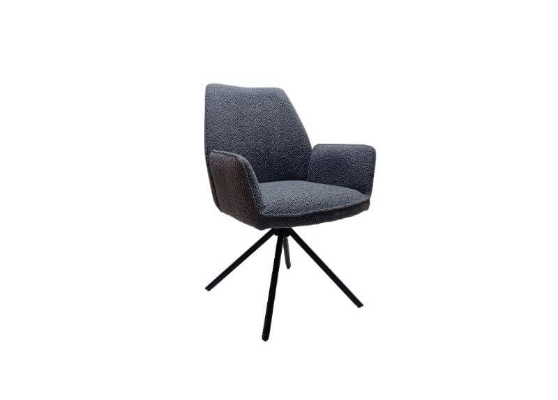 Furniture Link Uno Grey Boucle Velvet Dining Chair in Pair