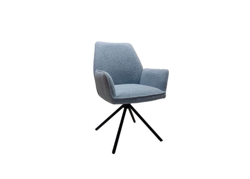 Furniture Link Uno Light Blue Boucle Velvet Dining Chair in Pair