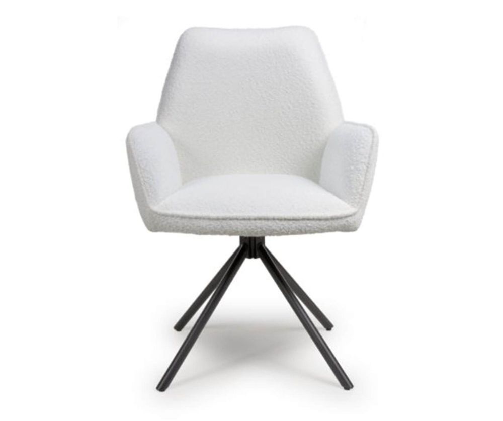 Furniture Link Uno Ivory Boucle Velvet Dining Chair in Pair