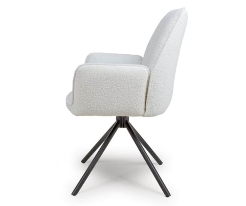 Furniture Link Uno Ivory Boucle Velvet Dining Chair in Pair