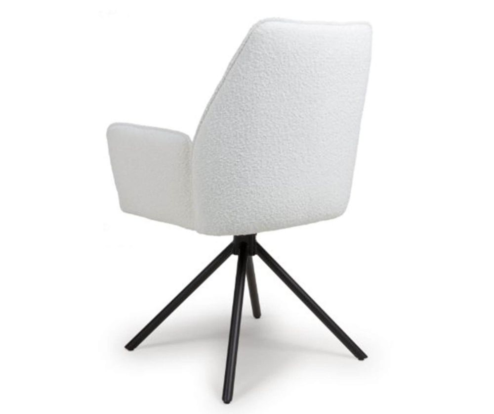 Furniture Link Uno Ivory Boucle Velvet Dining Chair in Pair