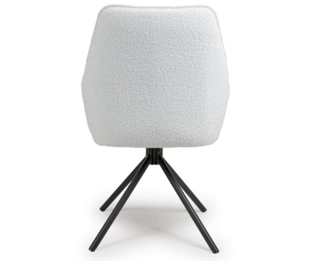 Furniture Link Uno Ivory Boucle Velvet Dining Chair in Pair