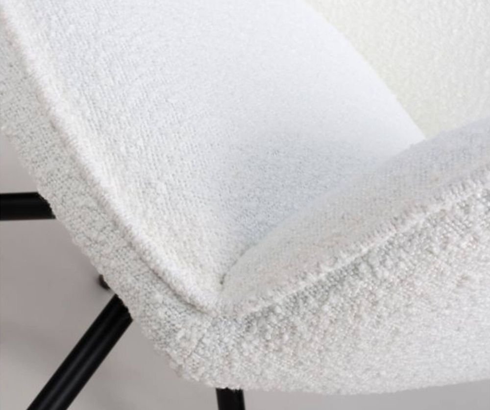 Furniture Link Uno Ivory Boucle Velvet Dining Chair in Pair