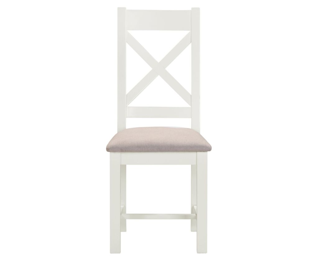  Seconique Furniture Windsor Ivory & Oat Fabric Cross Back Dining Chair in Pair