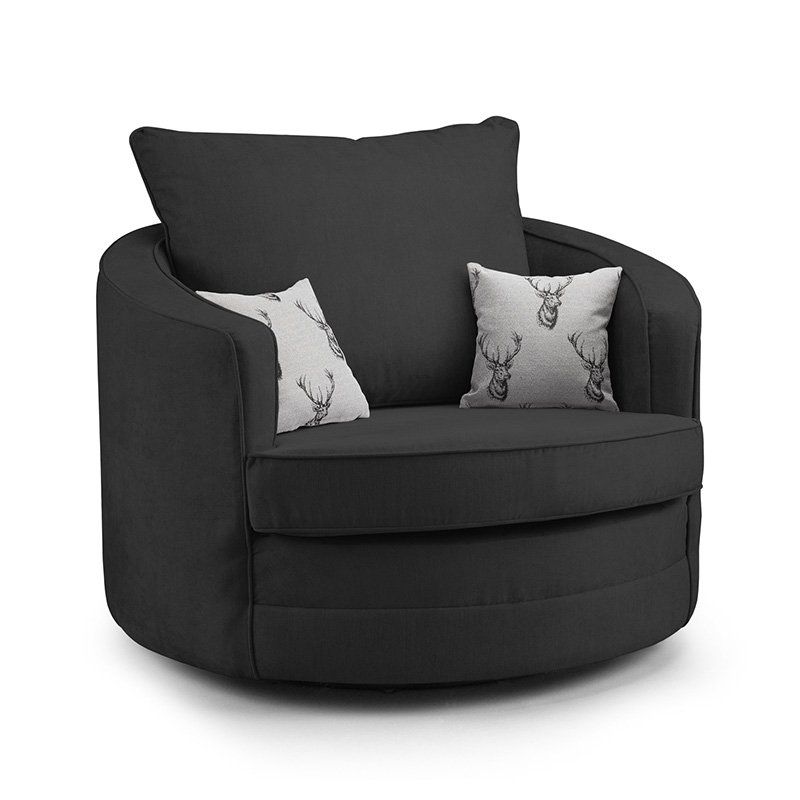 Dukes Scatterback Black Fabric Swivel Chair