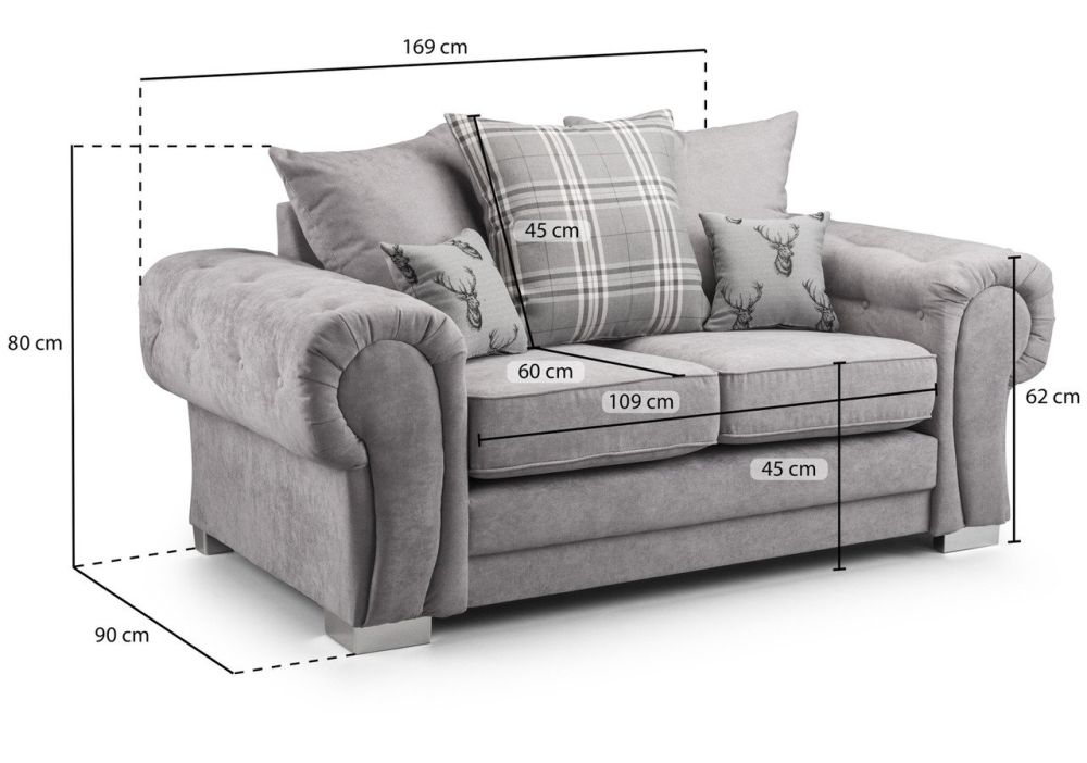 Dukes Scatterback Black Fabric 2 Seater Sofa