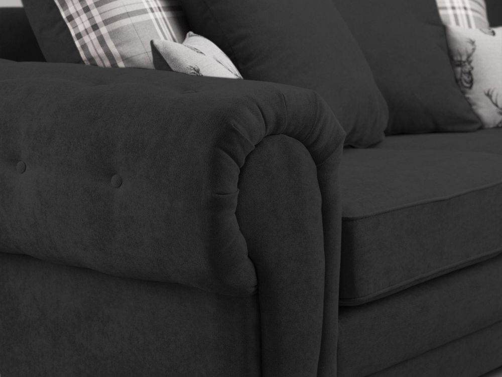 Dukes Scatterback Black Fabric 2 Seater Sofa