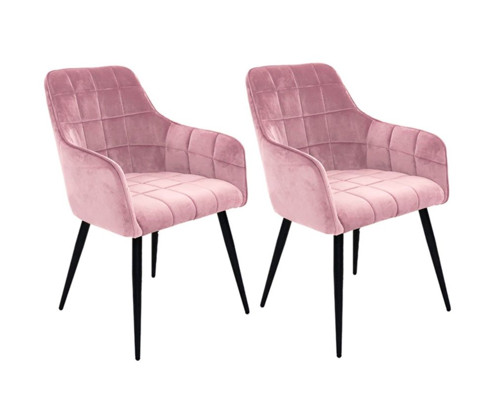 Furniture Link Vienna Blush Velvet Fabric Dining Chair in Pair