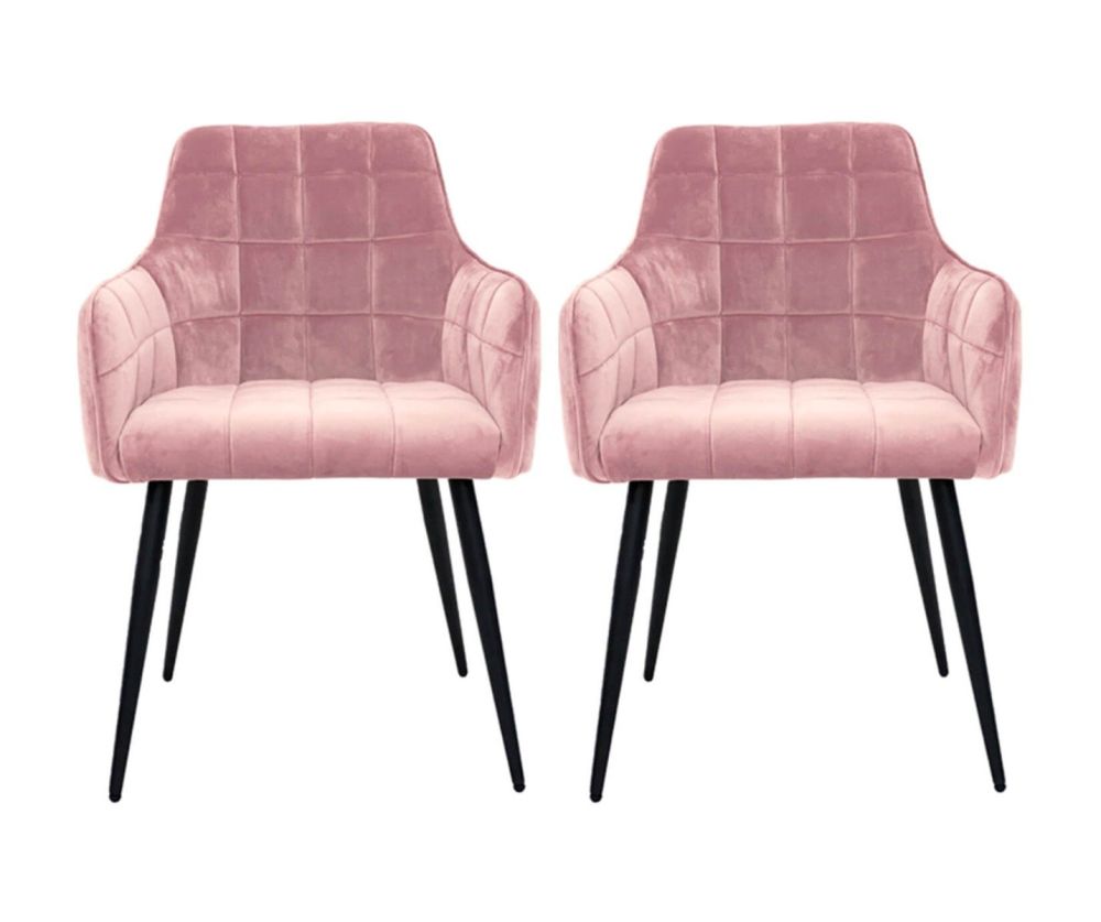 Furniture Link Vienna Blush Velvet Fabric Dining Chair in Pair