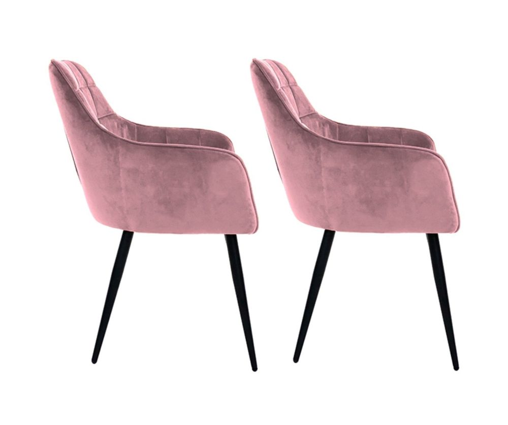 Furniture Link Vienna Blush Velvet Fabric Dining Chair in Pair