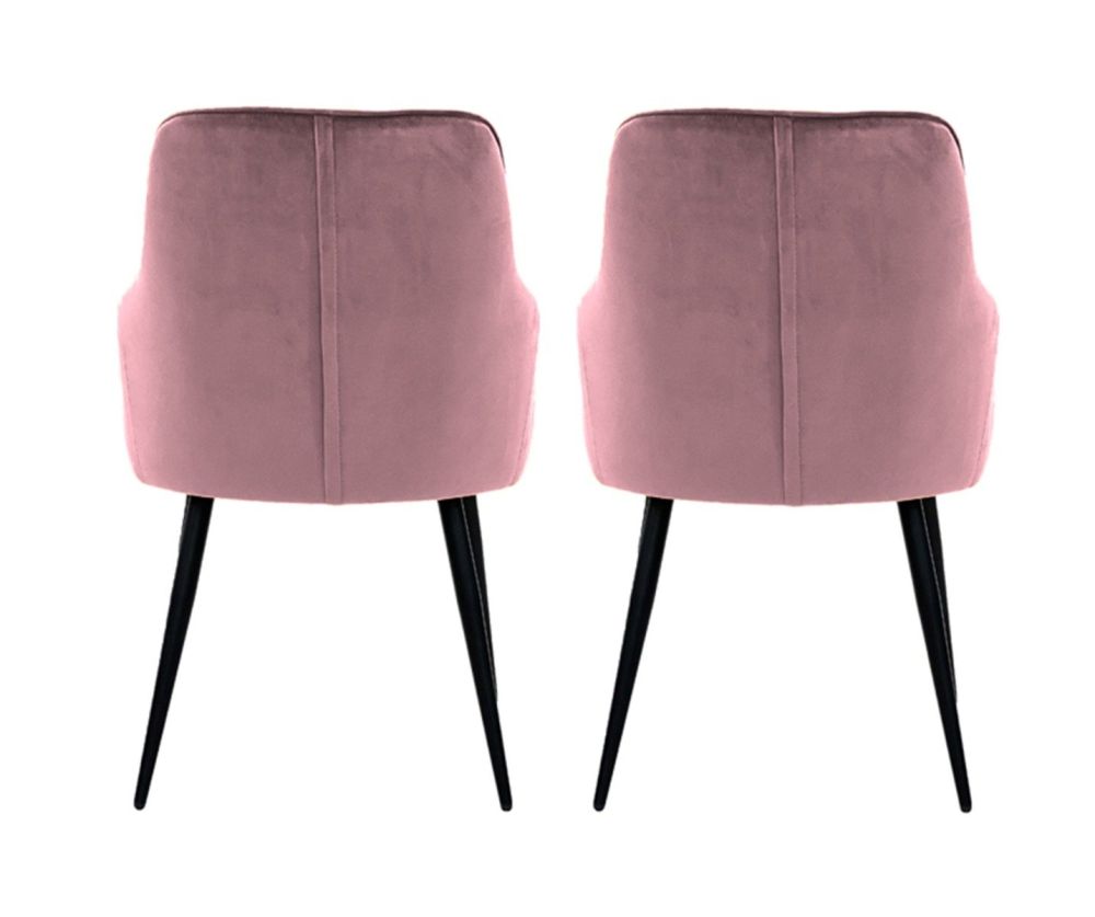 Furniture Link Vienna Blush Velvet Fabric Dining Chair in Pair