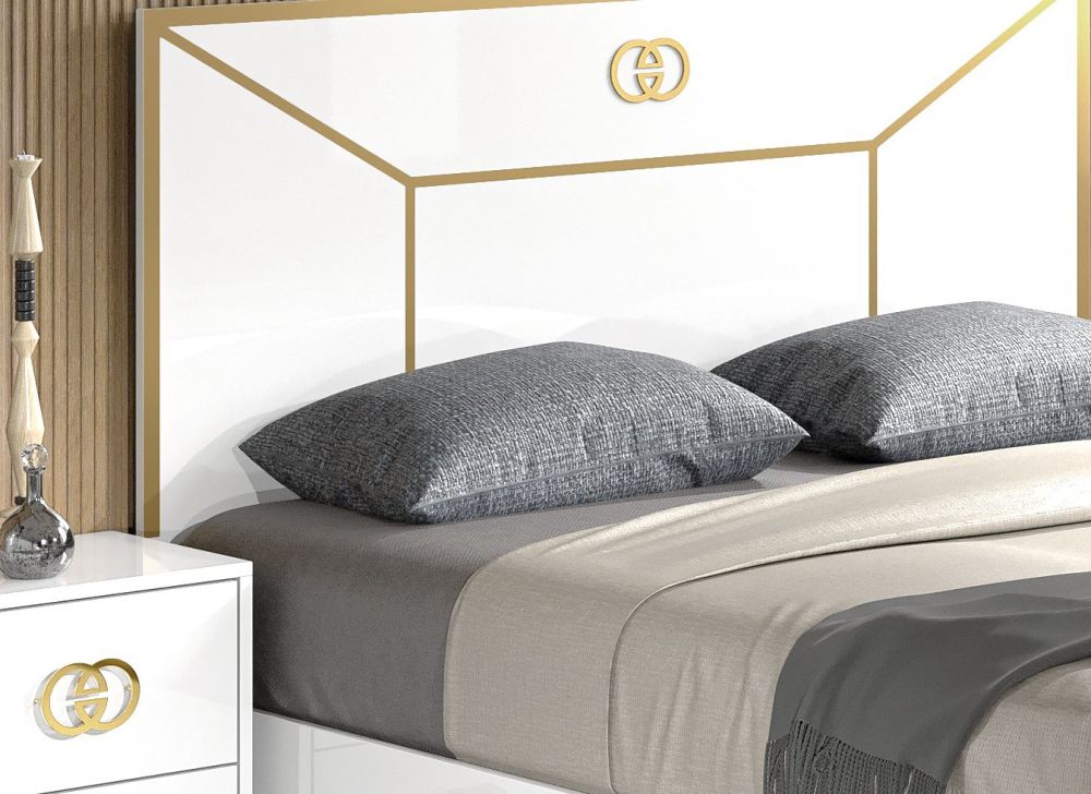 H2O Design Vogue White Italian Bedroom Set with 4 Door Wardrobe