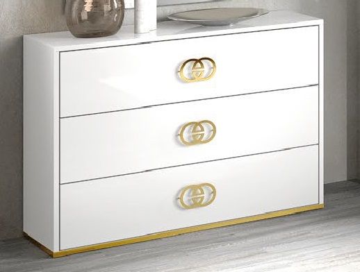 H2O Design Vogue White Italian 3 Drawer Dresser