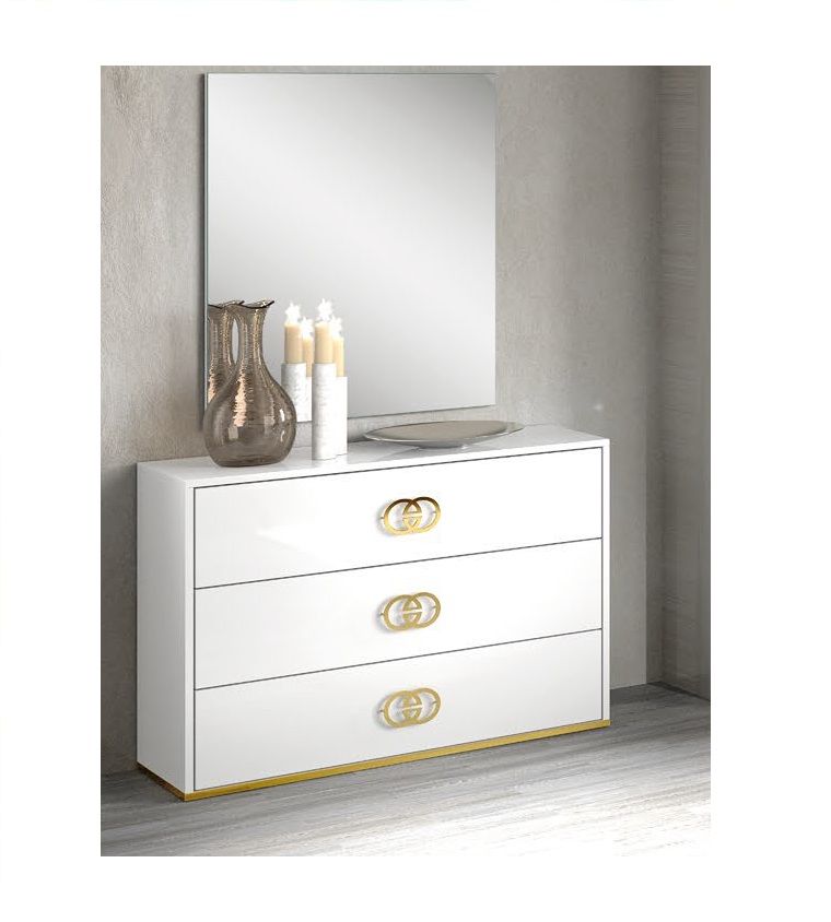 H2O Design Vogue White Italian Dresser Mirror
