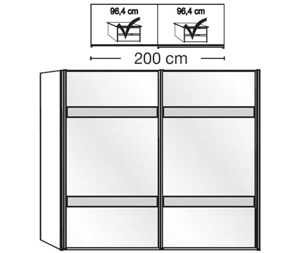 Wiemann Rialto 2 Door Sliding Wardrobe With 2 Cross Trims – W200cm