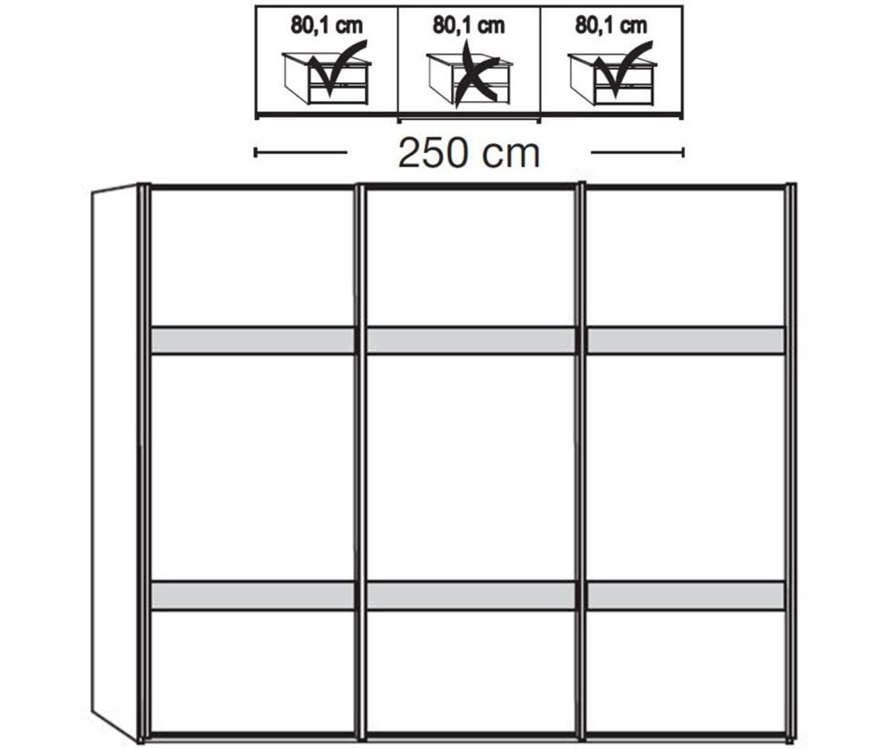 Wiemann Rialto 3 Door Sliding Wardrobe With 2 Cross Trims – W250cm