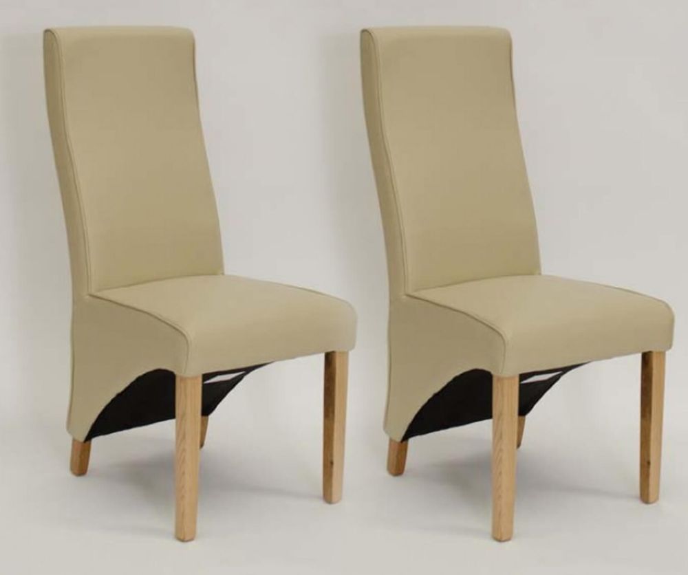 Homestyle GB Wave Bone Matt Bonded Leather Dining Chair in Pair