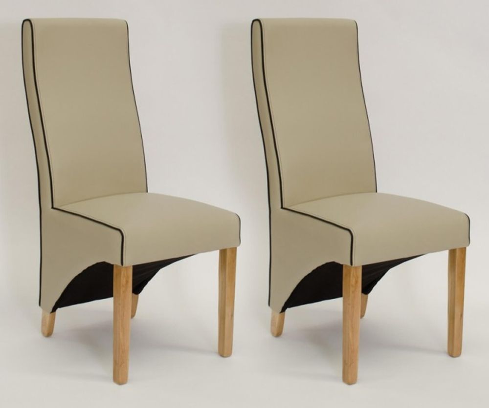 Homestyle GB Wave Bone Bonded Leather Dining Chair with Piping in Pair