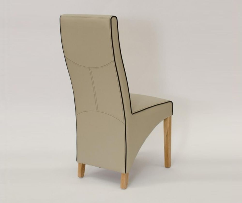 Homestyle GB Wave Bone Bonded Leather Dining Chair with Piping in Pair