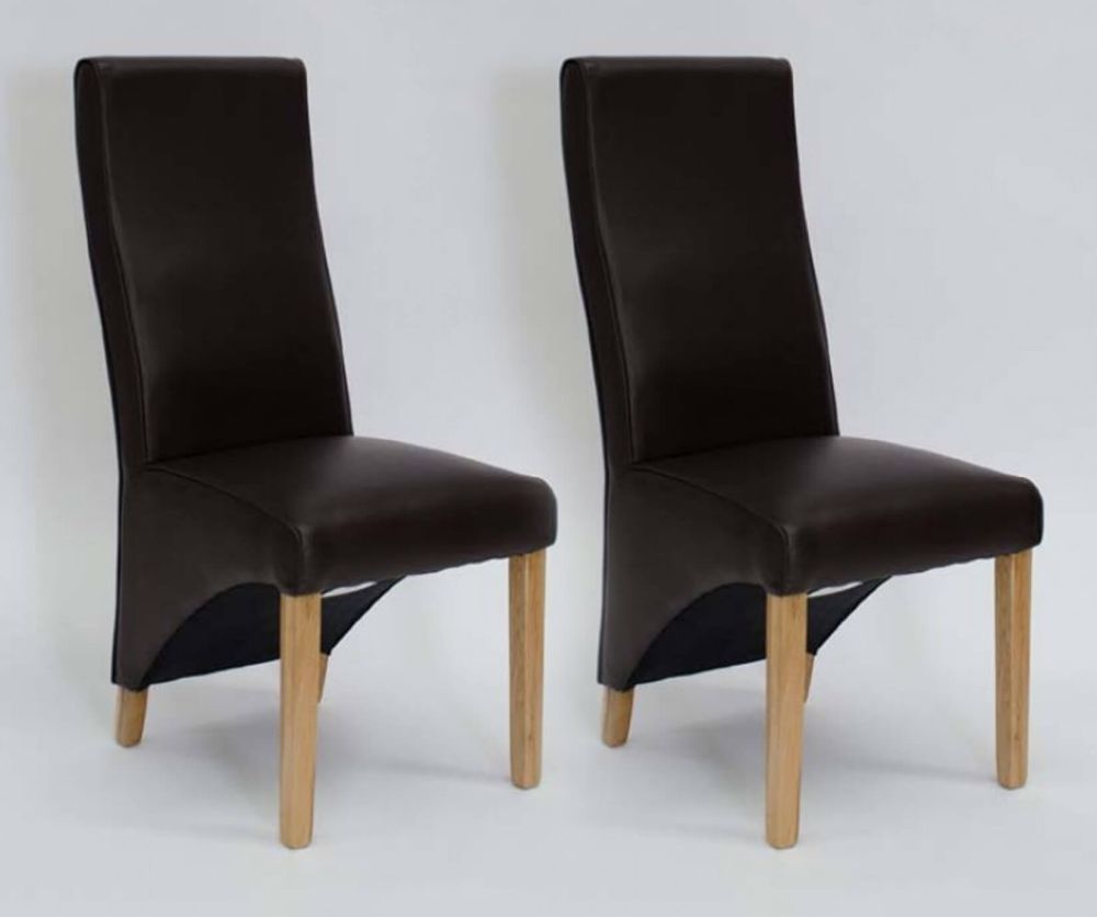 Homestyle GB Wave Coco Bonded Leather Dining Chair with Piping in Pair
