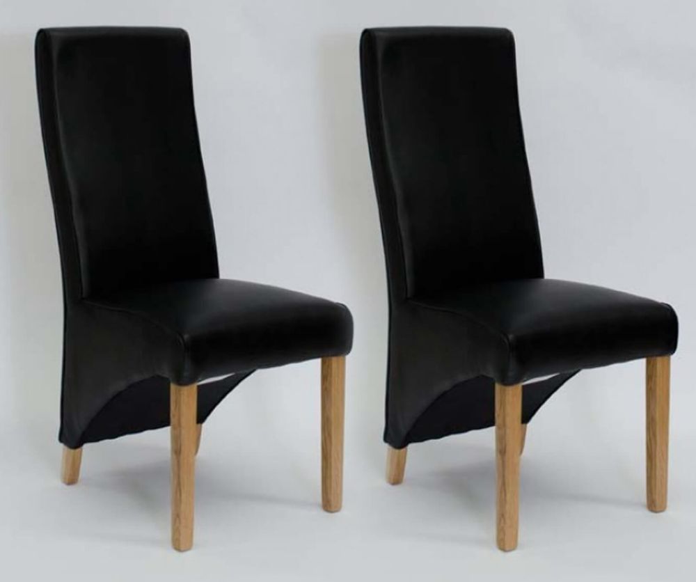 Homestyle GB Wave Noir Matt Bonded Leather Dining Chair in Pair