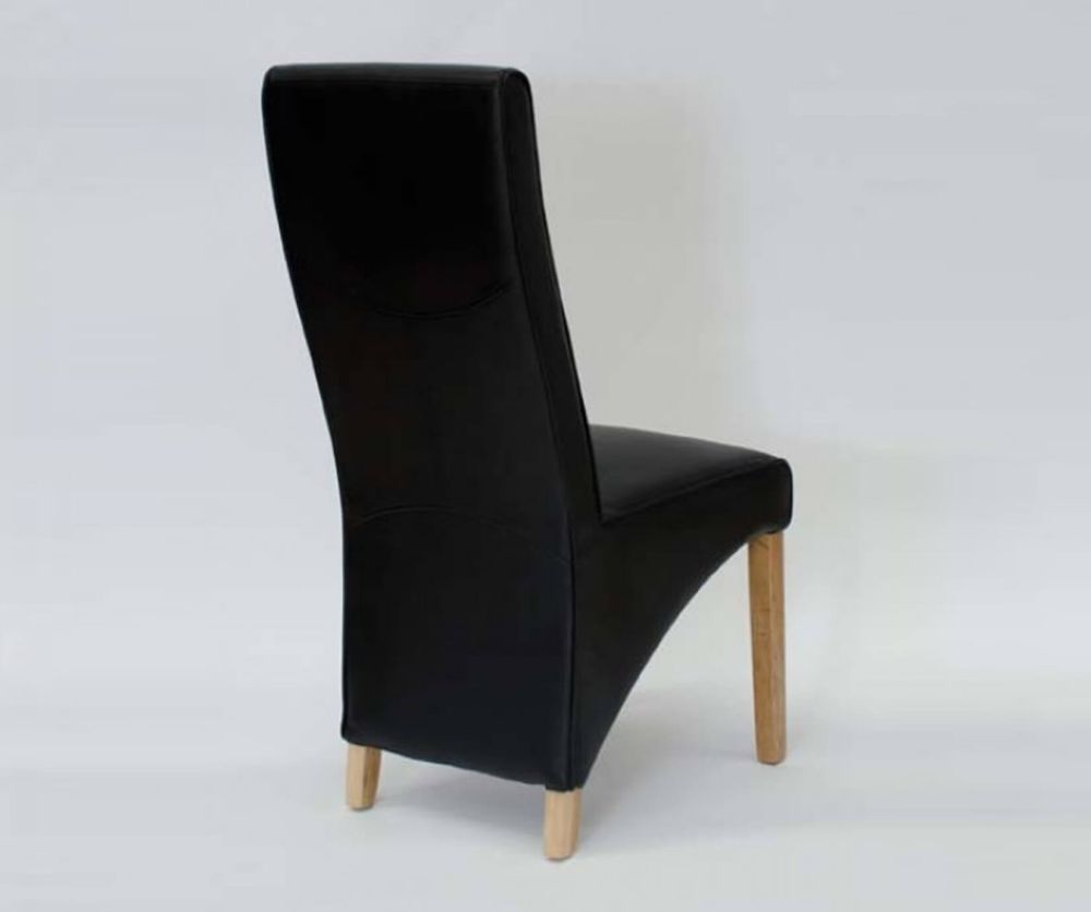 Homestyle GB Wave Noir Matt Bonded Leather Dining Chair in Pair